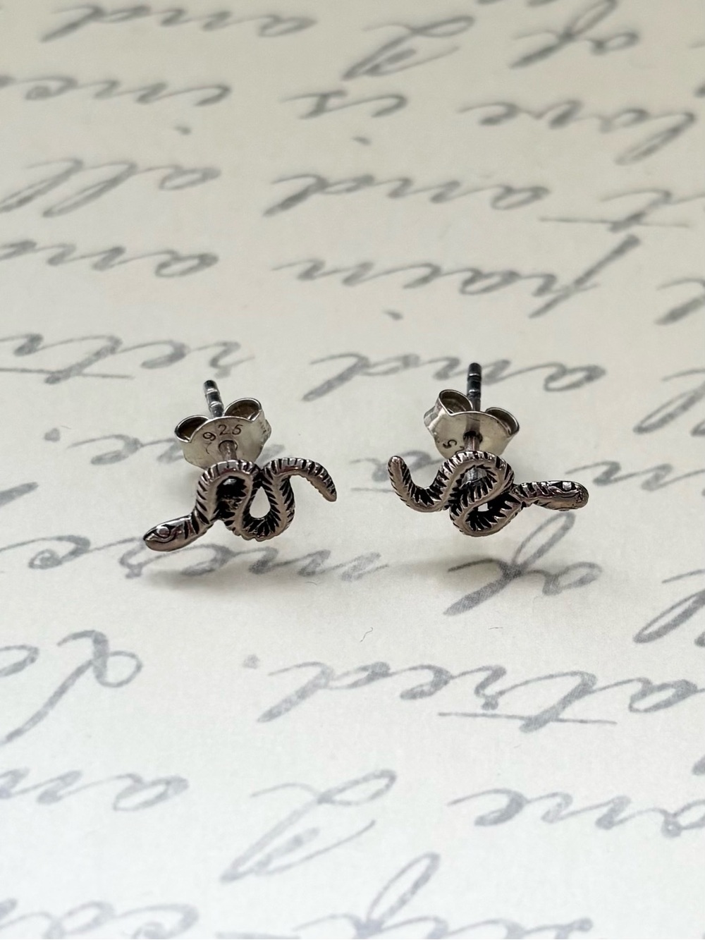 Sterling Silver Snake Stud Earrings - Tiny Twisted Serpents